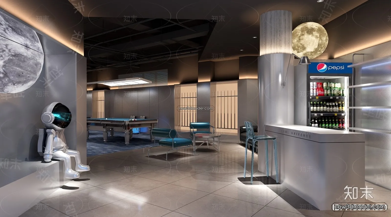 Interior 3D Models of Billiard - 3D Blocks - 018