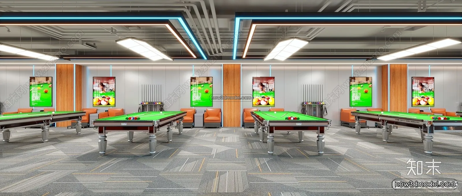 Interior 3D Models of Billiard - 3D Blocks - 023