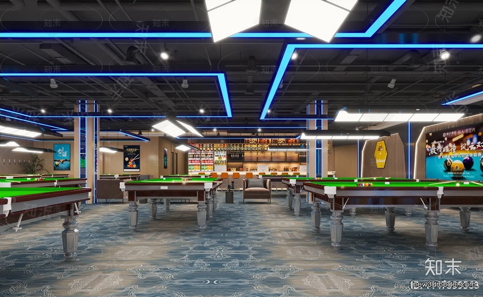 Interior 3D Models of Billiard - 3D Blocks - 027