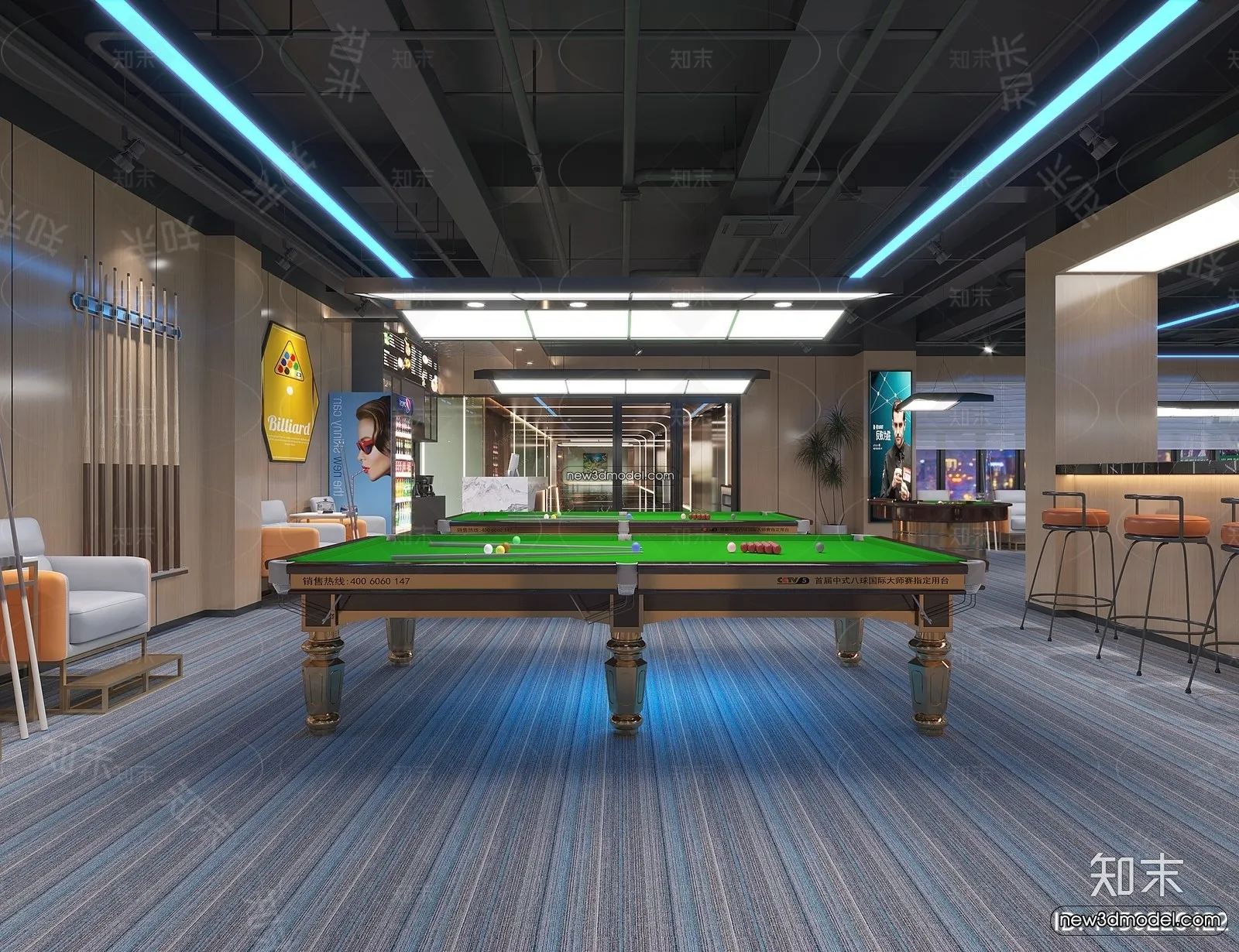Interior 3D Models of Billiard - 3D Blocks - 031