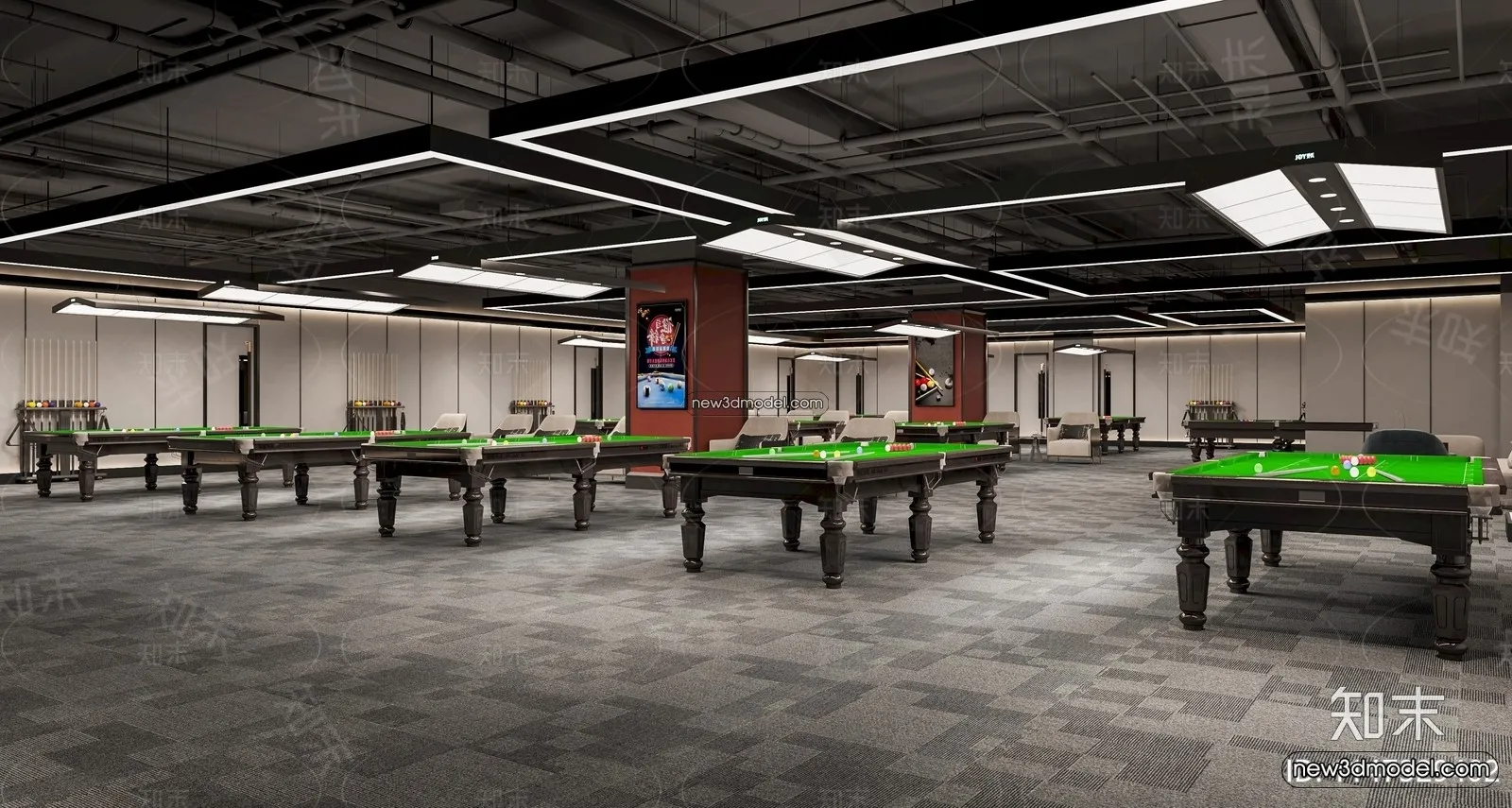 Interior 3D Models of Billiard - 3D Blocks - 033