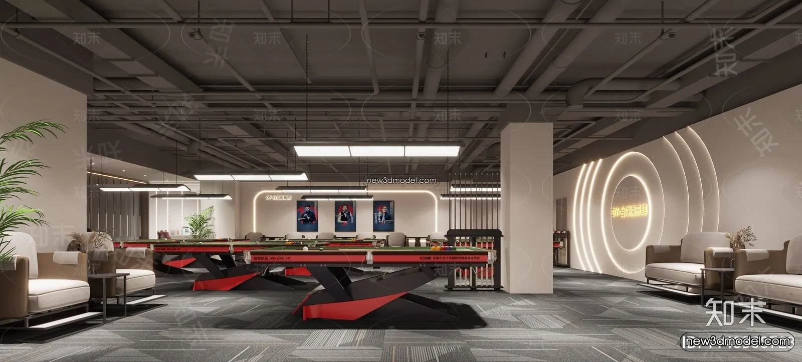 Interior 3D Models of Billiard - 3D Blocks - 038