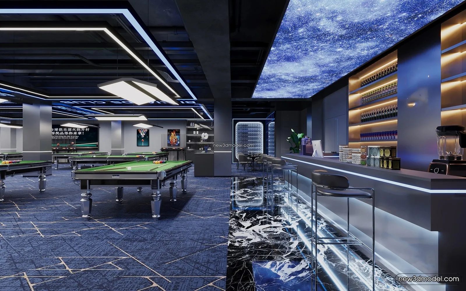 Interior 3D Models of Billiard - 3D Blocks - 041