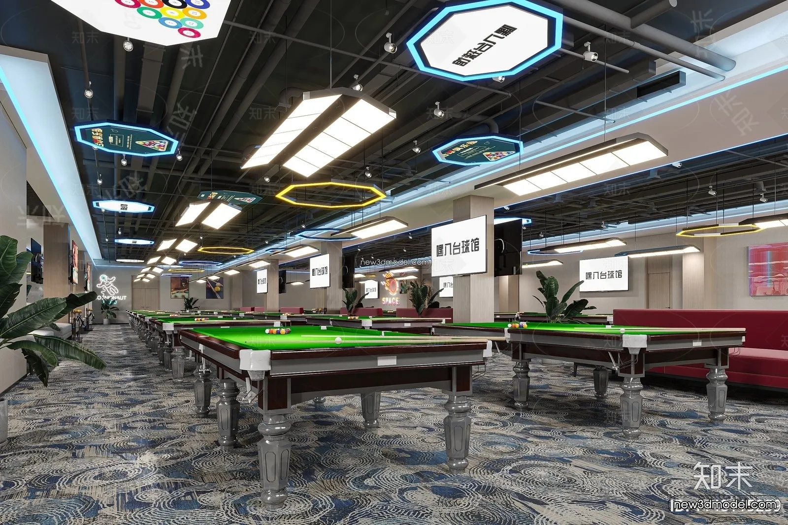 Interior 3D Models of Billiard - 3D Blocks - 042