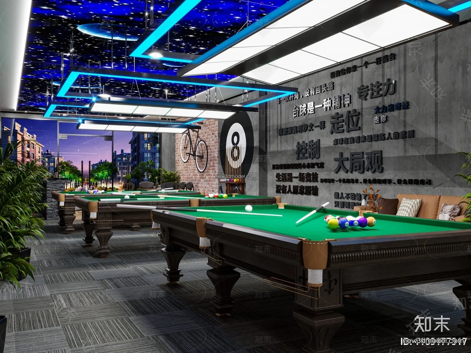 Interior 3D Models of Billiard - 3D Blocks - 047