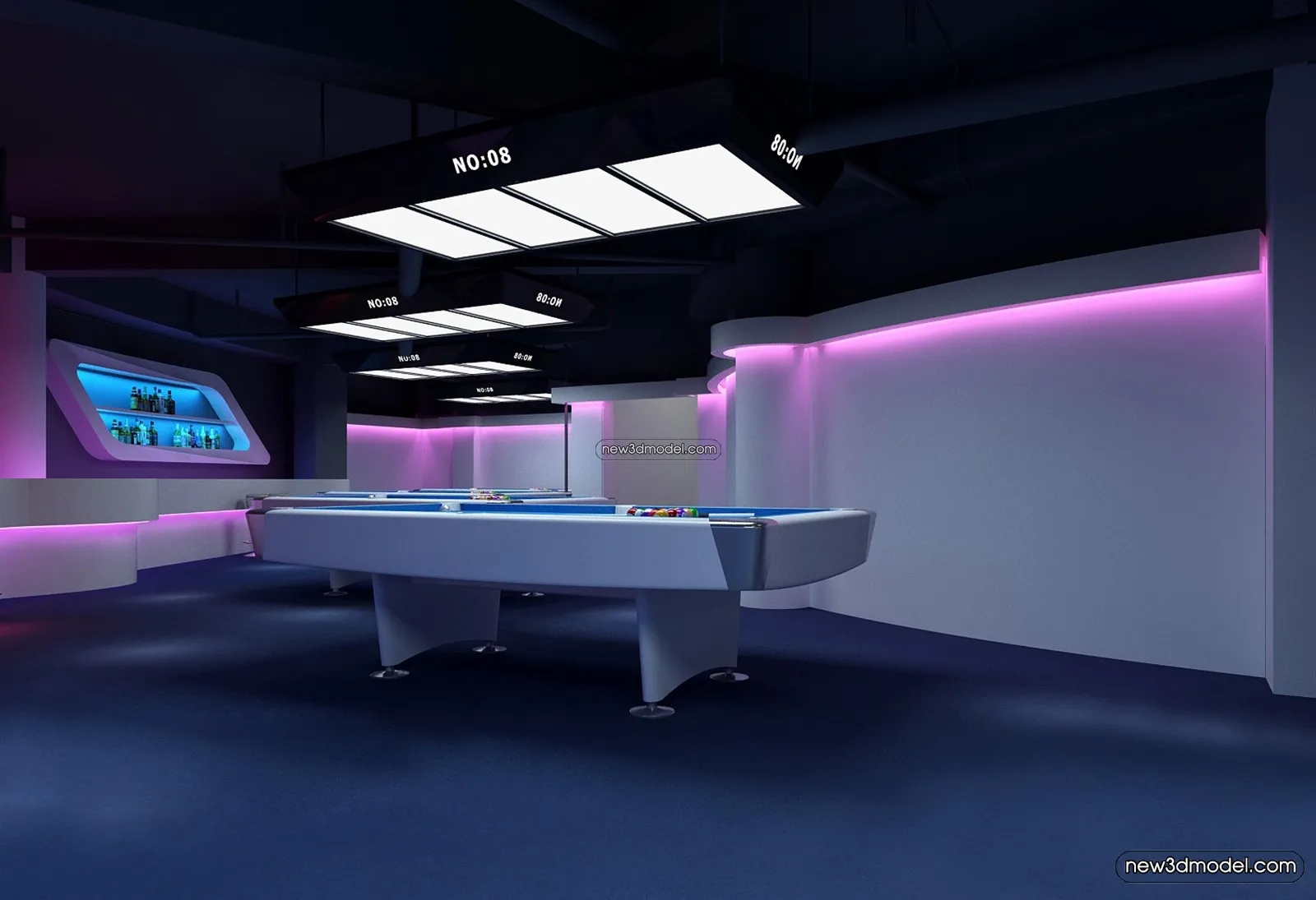 Interior 3D Models of Billiard - 3D Blocks - 049