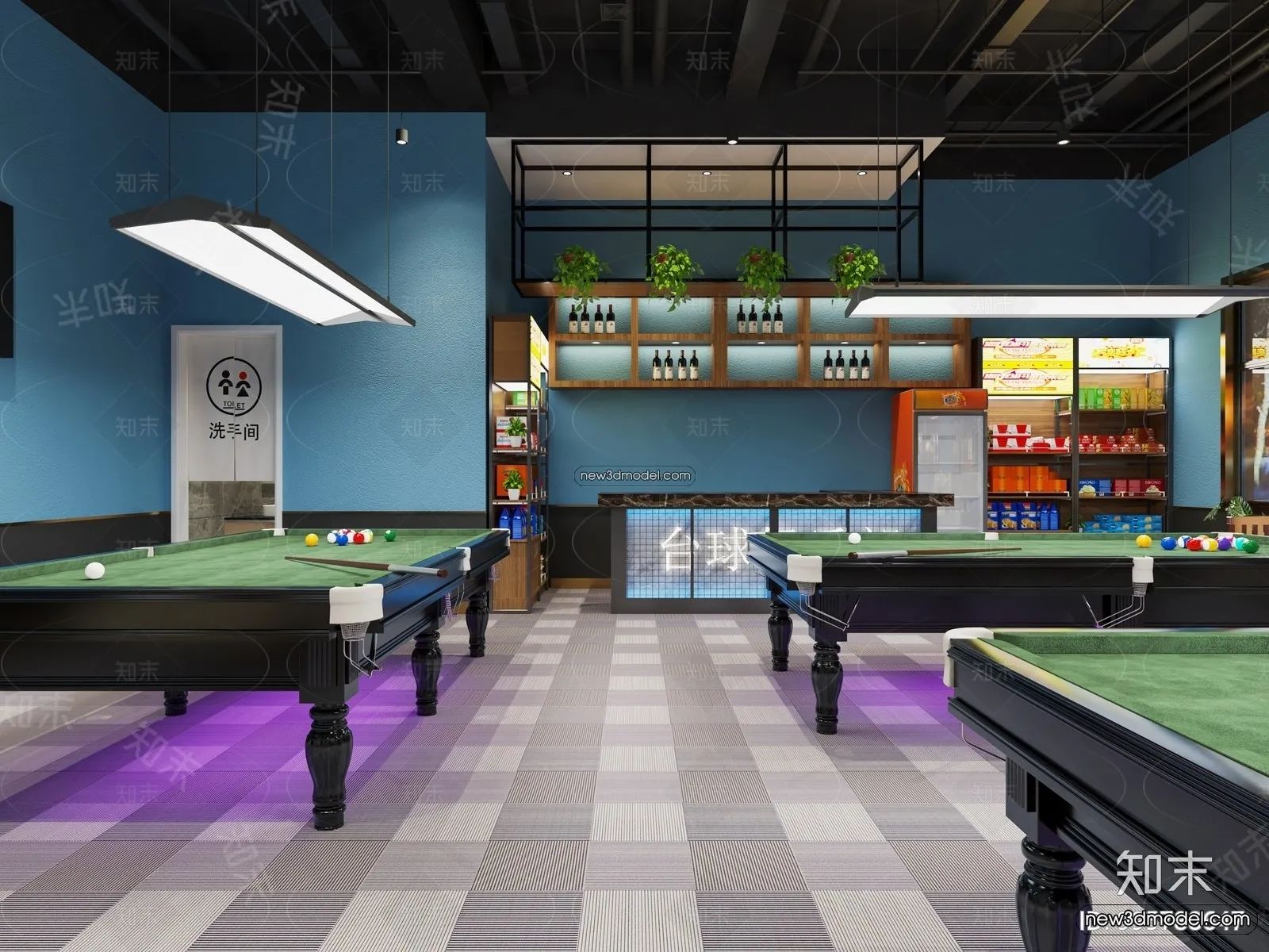 Interior 3D Models of Billiard - 3D Blocks - 051