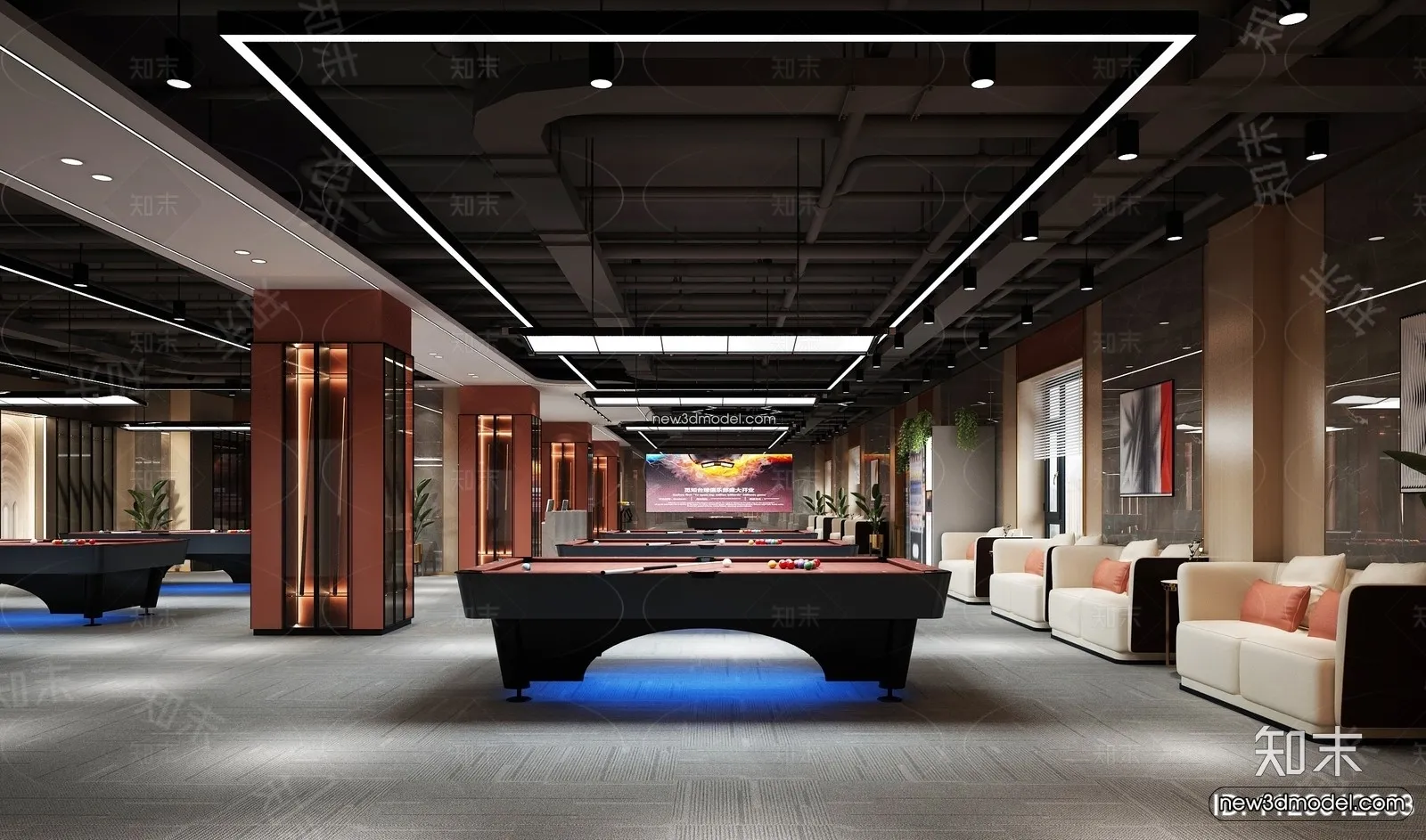 Interior 3D Models of Billiard - 3D Blocks - 053