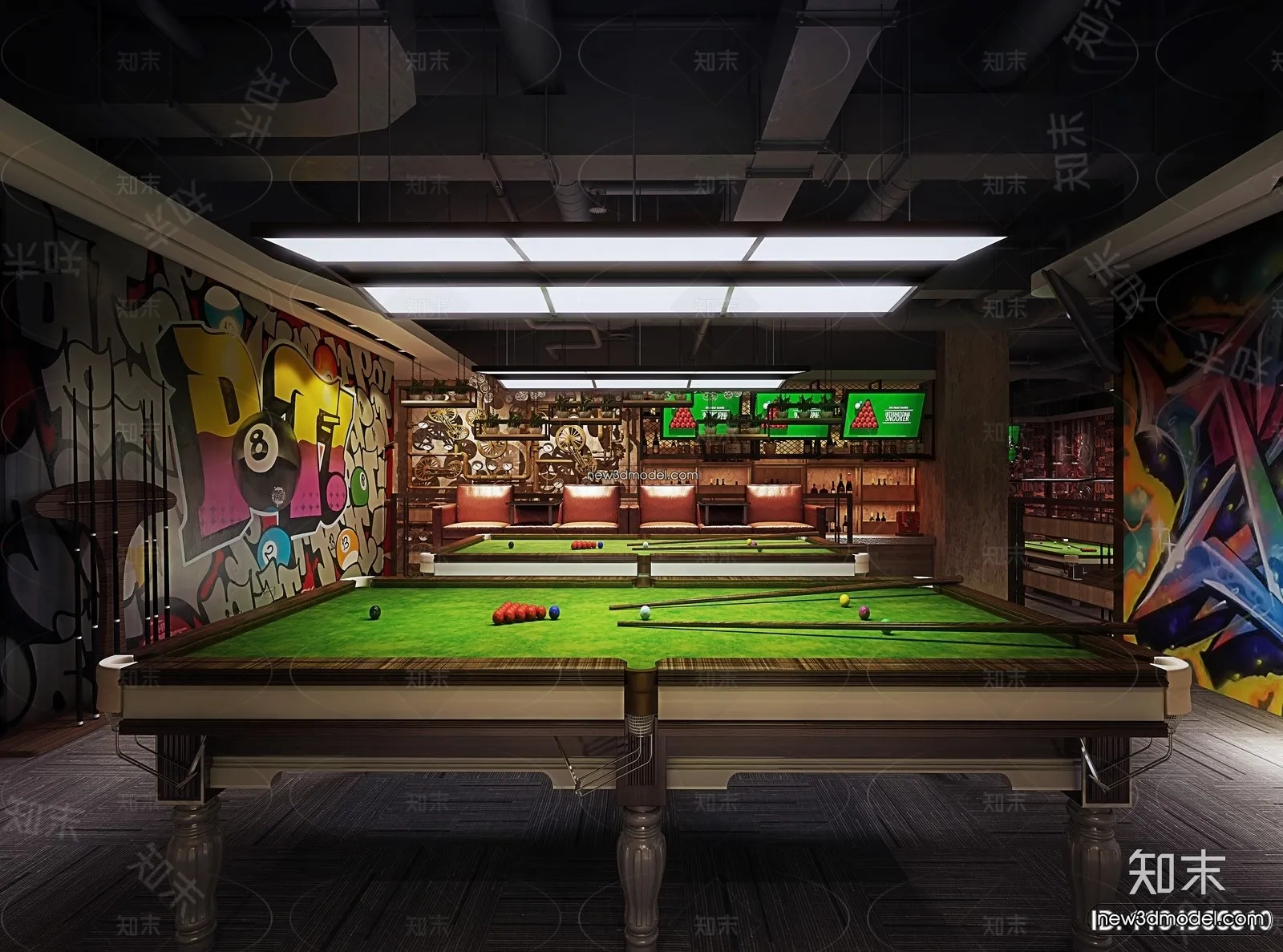 Interior 3D Models of Billiard - 3D Blocks - 056