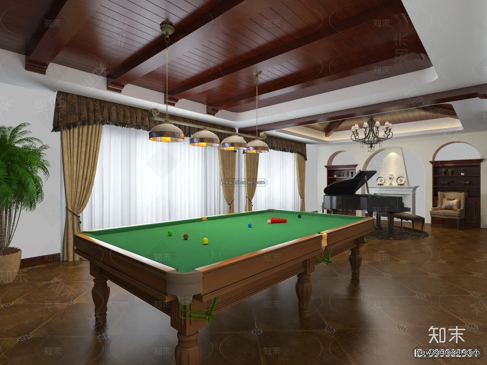 Interior 3D Models of Billiard - 3D Blocks - 069