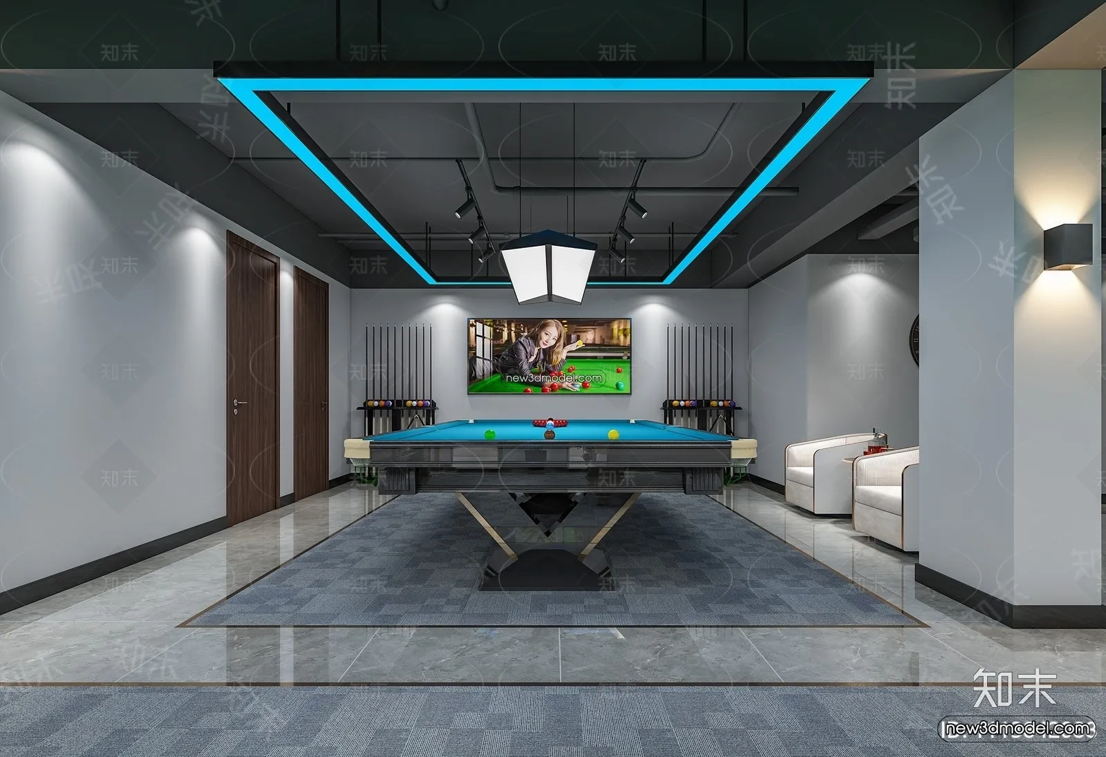 Interior 3D Models of Billiard - 3D Blocks - 070