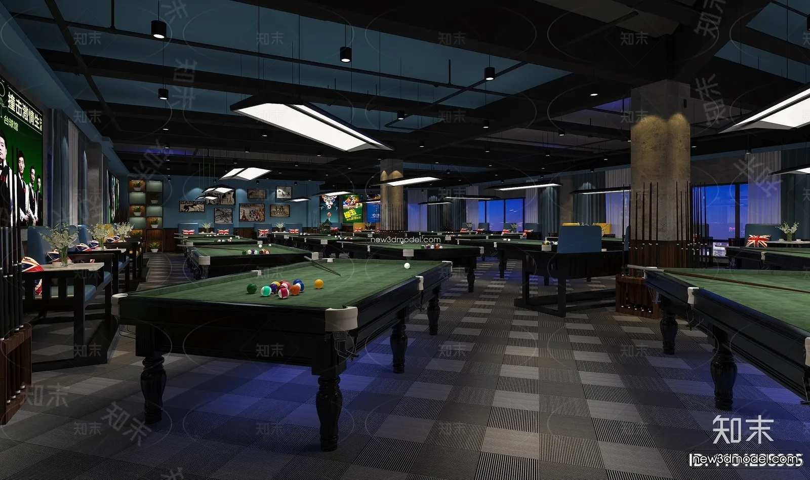 Interior 3D Models of Billiard - 3D Blocks - 071