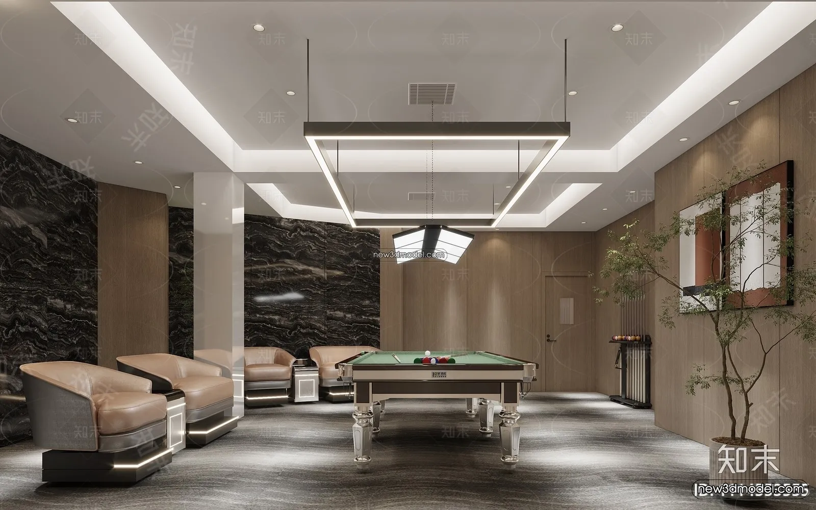 Interior 3D Models of Billiard - 3D Blocks - 072