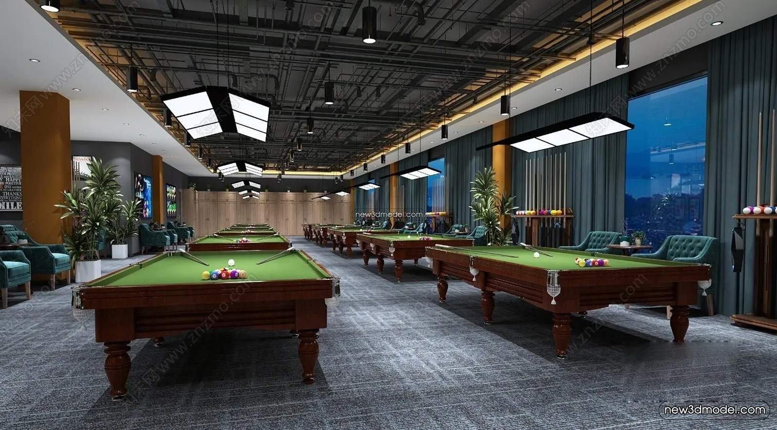 Interior 3D Models of Billiard - 3D Blocks - 078