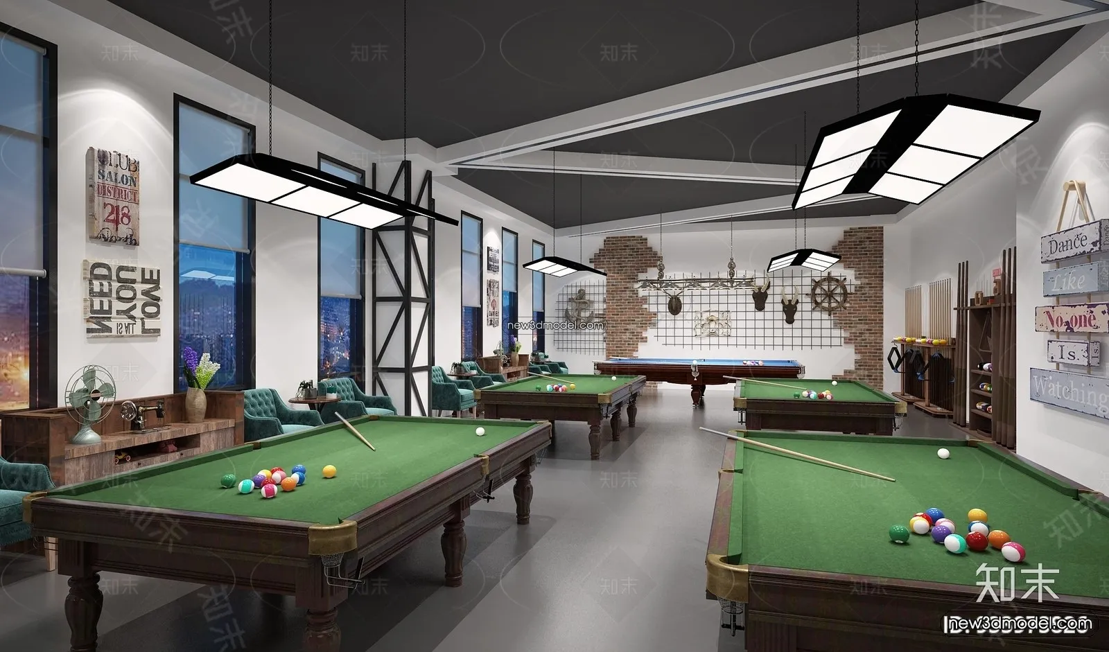 Interior 3D Models of Billiard - 3D Blocks - 080