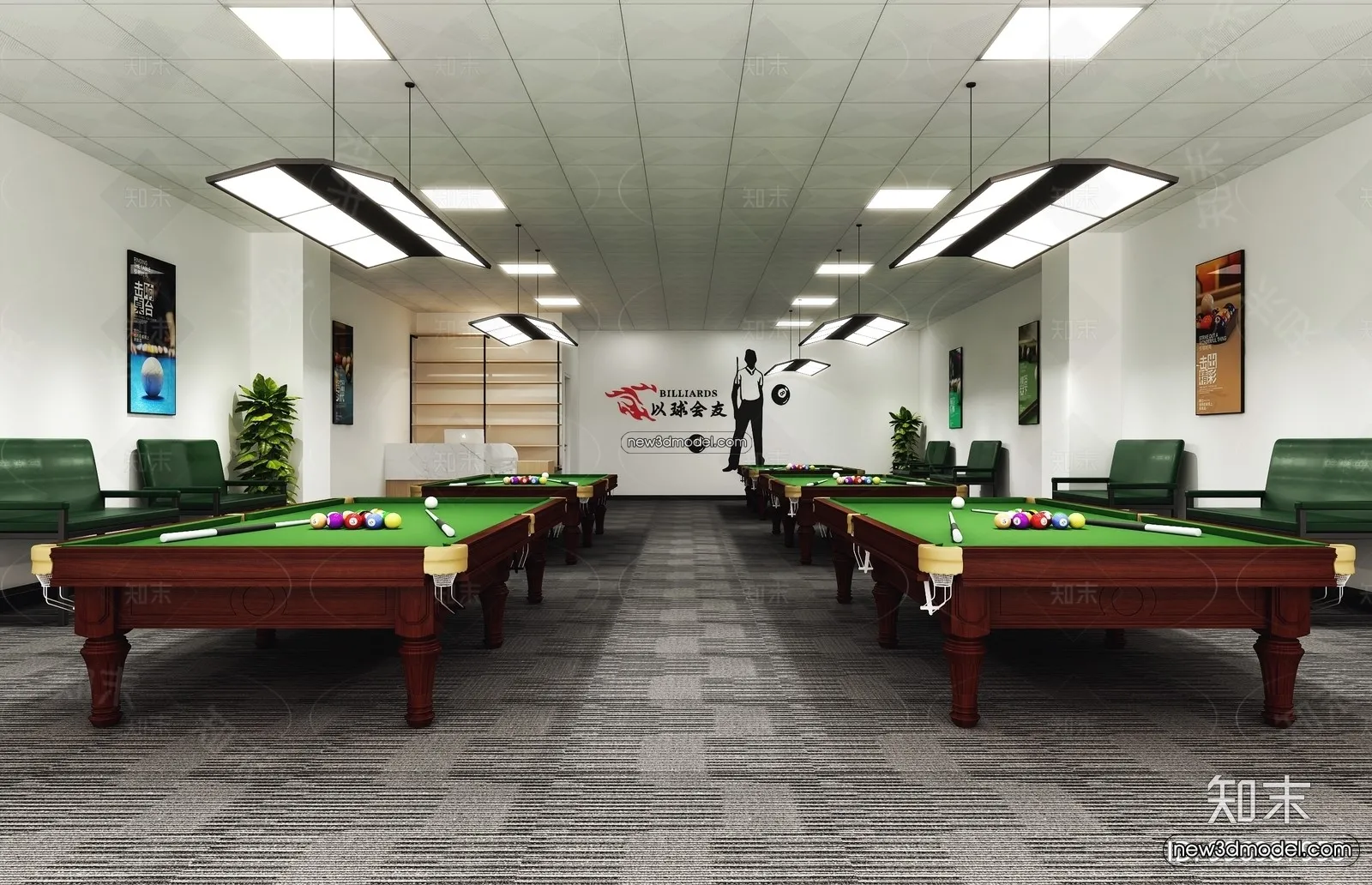 Interior 3D Models of Billiard - 3D Blocks - 082