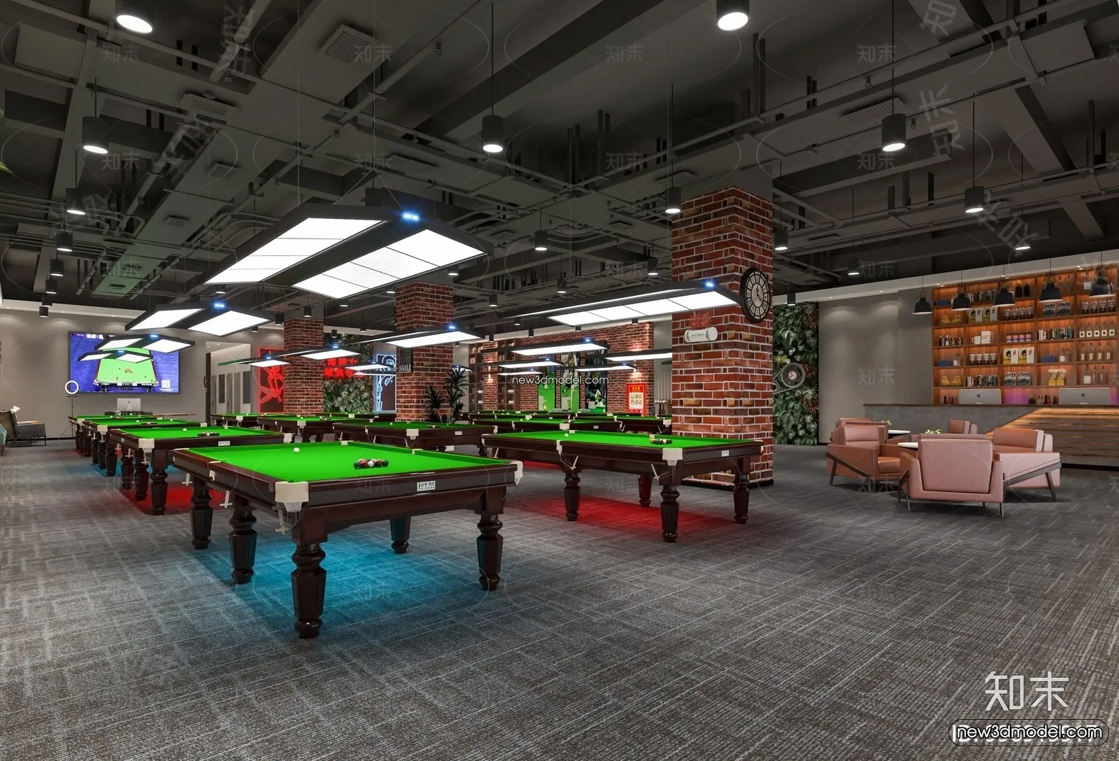 Interior 3D Models of Billiard - 3D Blocks - 085
