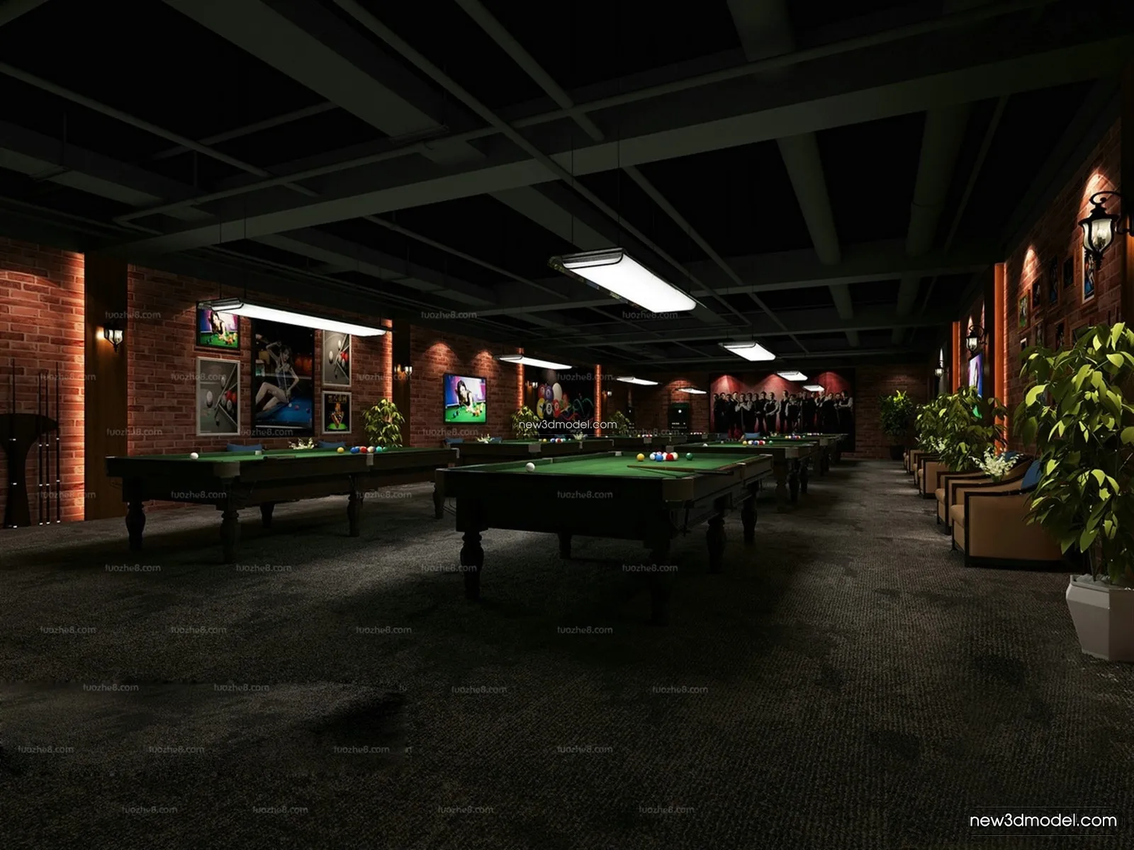 Interior 3D Models of Billiard - 3D Blocks - 089