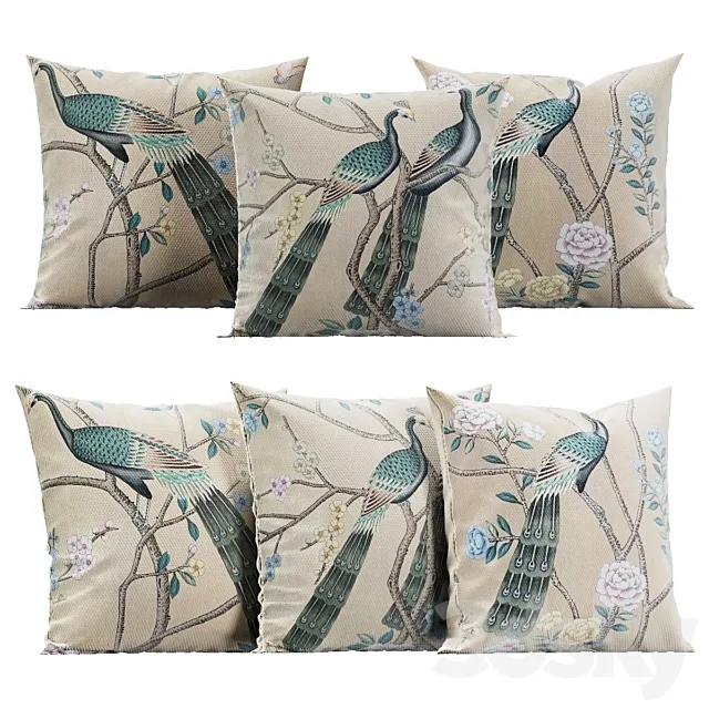 Interior pillows "Peacocks" 3D Model