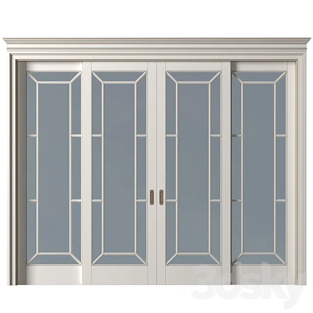 Interior sliding doors in classic style. French Art Deco Sliding Folding Modern Doors Glass 3D Model