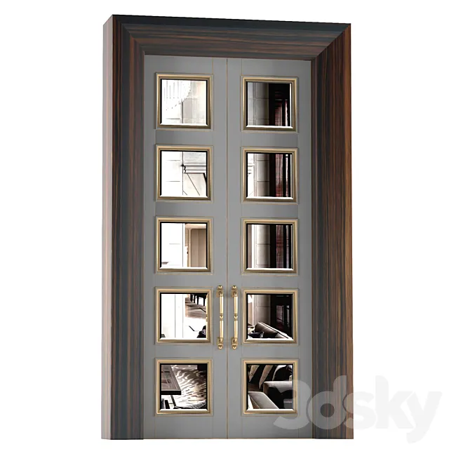 Interior sliding doors with mirror Art Deco 3D Model