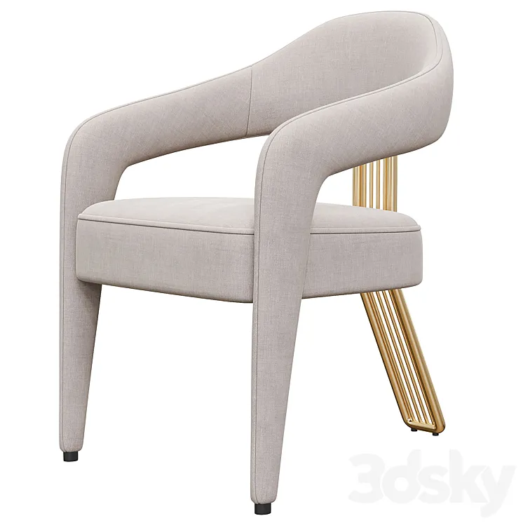 Invicta ii Dining Chair in White with Antique Brass Rear Leg 3D Model Free