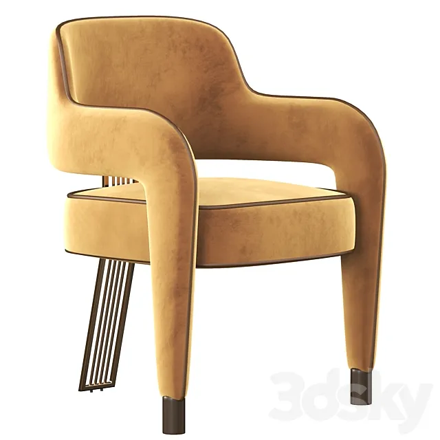 Invicta Ii Dining Chair with Metal Gilded Back Leg 3DModel