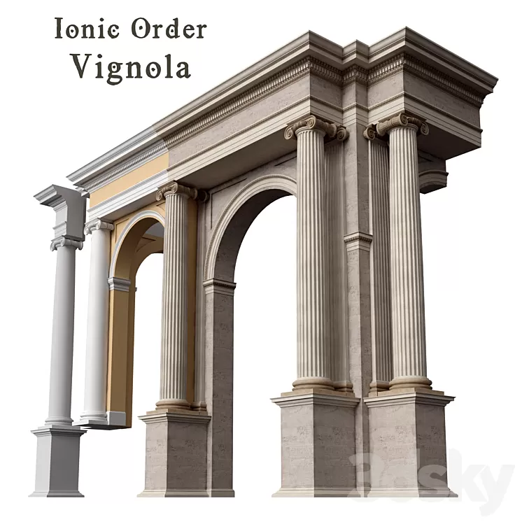 Ionic Order Vignola Column 3D Model