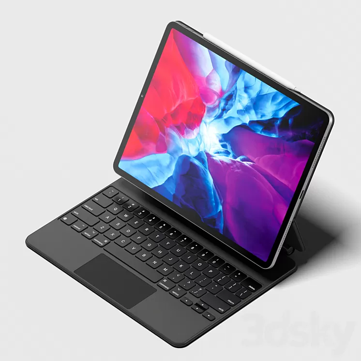 iPad Pro 12.9 (2020) + Magic Keyboard + Apple pencil 3D Model