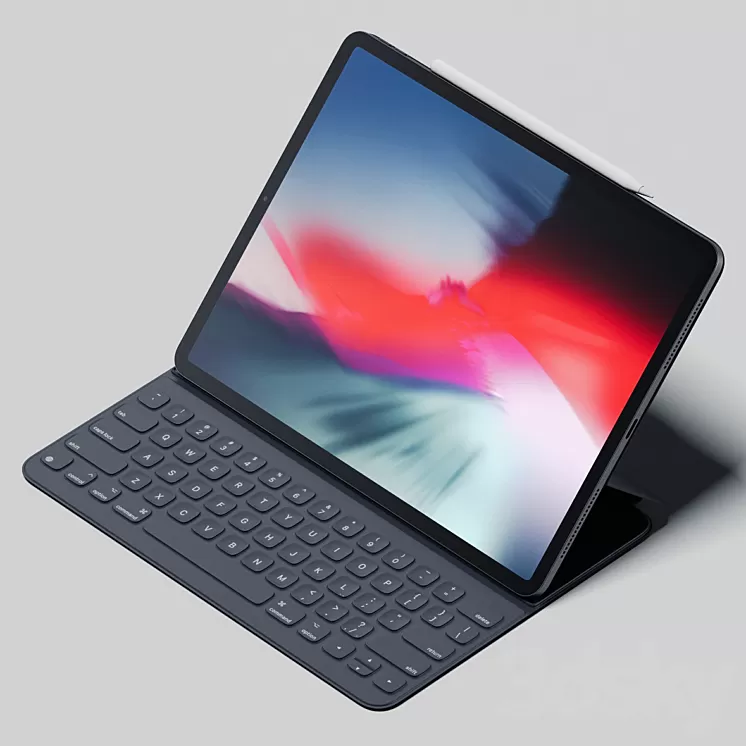 iPad Pro 129 (2018) + Smart keyboard + Apple pencil 3D Model