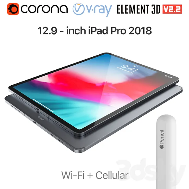 iPad Pro 2018 12.9 inch Wi-Fi + Cellular 3DModel