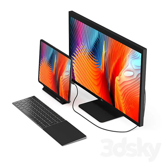 iPad Pro 2018 12.9 + LG Ultrafine 4K 3D Model