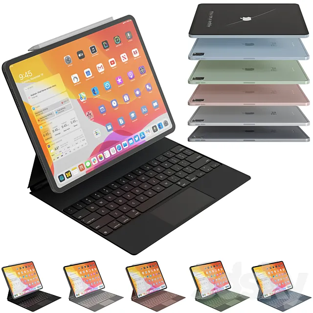 iPad_PRO_2021 With Key All Colors 3D Model