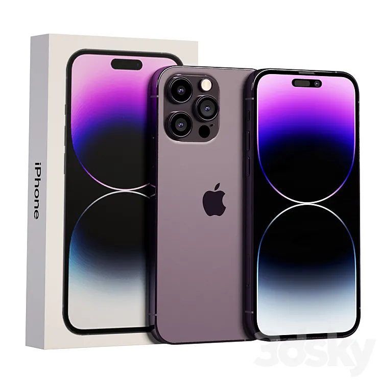 iPhone 14 Pro Max Deep Purple 3D Model Free Download