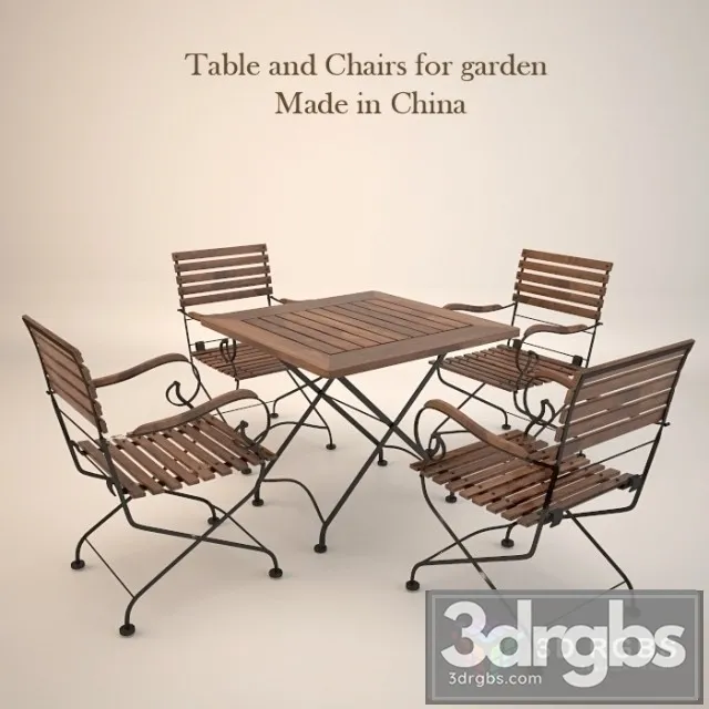 Iron Chair and Table 3D Model Free