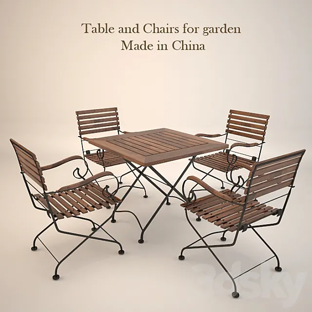 Iron chairs and table _ China 3DModel