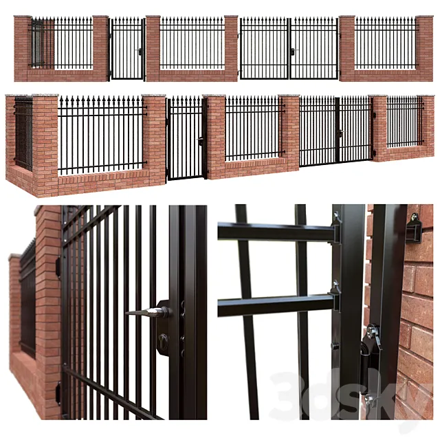 Iron fence set - classic 3D Model