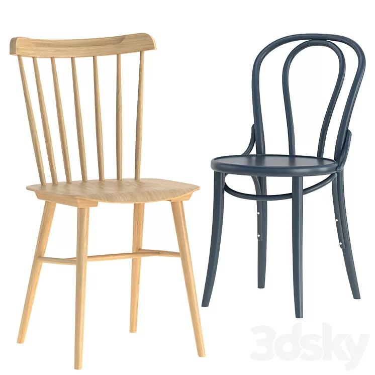 Ironica chair and 18 chair By TON 3D Model Free