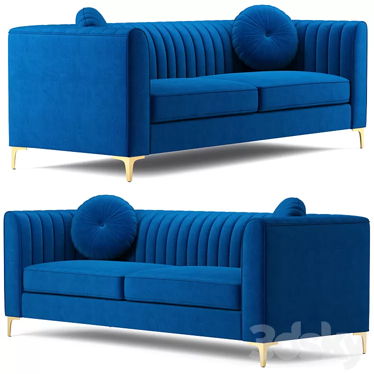 Isabelle Velvet Sofa Meridian Furniture 3D Model