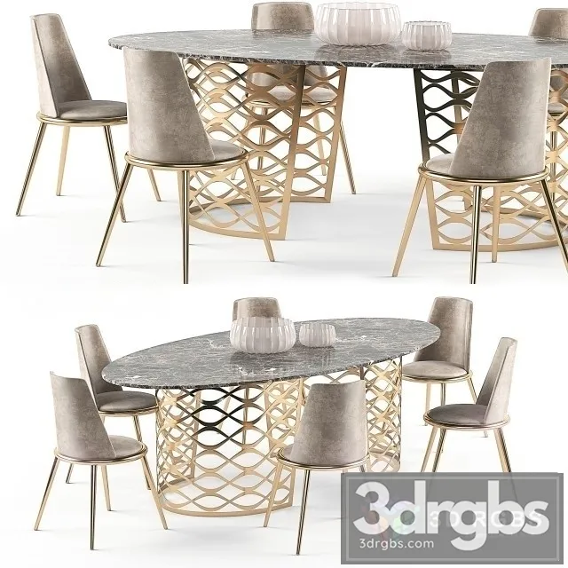 Isidoro Dining Table Set 3D Model Free