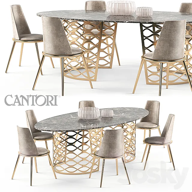 Isidoro table Aurora chair set 3DModel