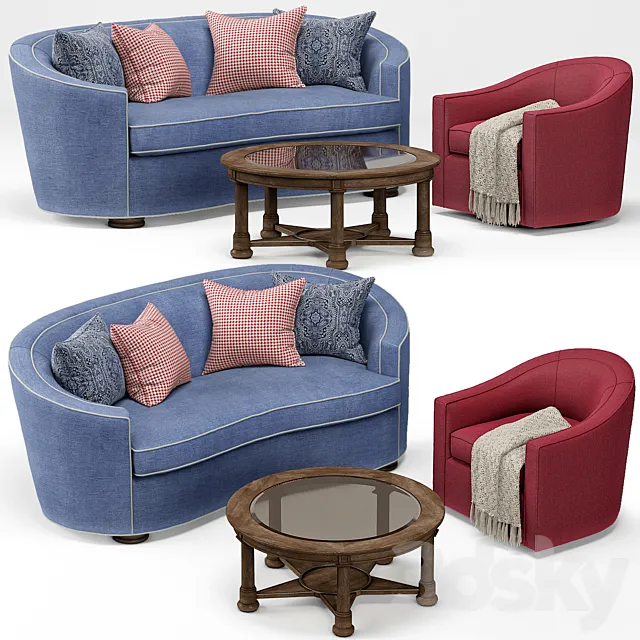 Isla Sofa Rocco Swivel Chair Lonestar Cocktail Table 3D Model
