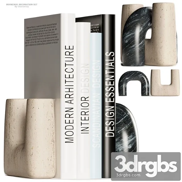 Issac Nesting Travertine and Marble Bookends Decoration 3D Model Free