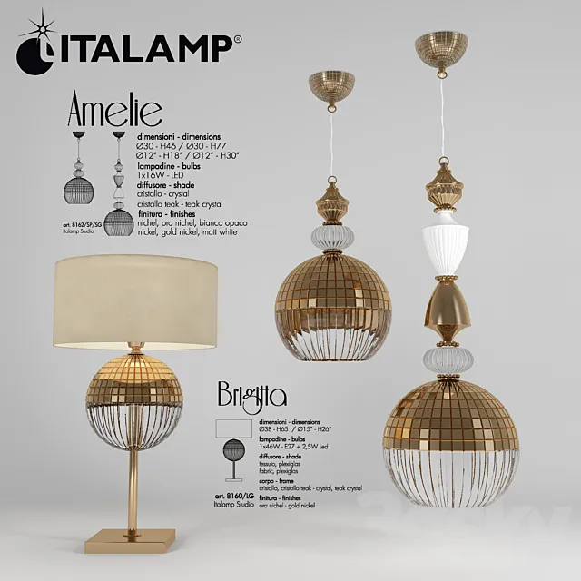 italamp brigitta 8160 lg amelie 8162 sp sg 3D Model