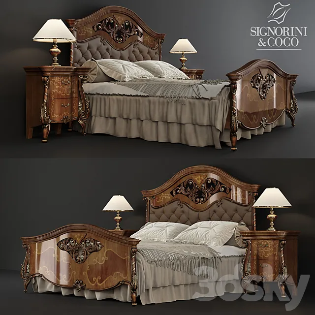 Italian bedroom Portofino laccato factories Signorini & Coco 3DModel