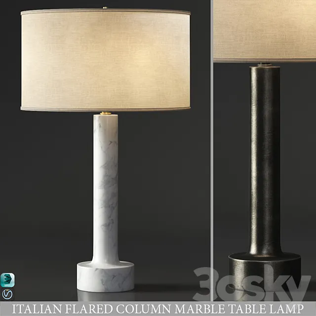 ITALIAN FLARED COLUMN MARBLE TABLE LAMP 3DModel