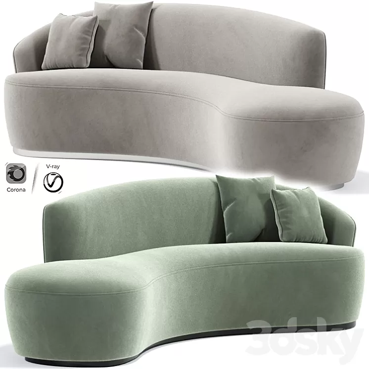 Italian Inspired Modern Curved Sofa 3D Model