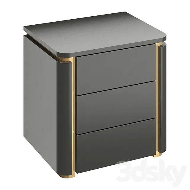 Italian light luxury bedroom bedside table 3D Model