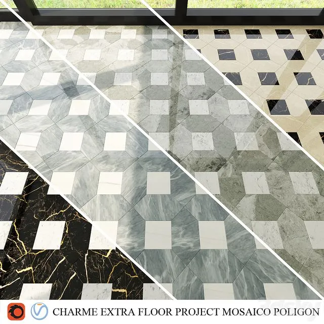 Italon charme extra floor mosaico poligon 3D Model