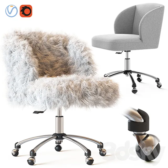 Ivory Sherpa Wingback Chair 3DModel